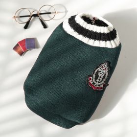 Knitted Vest V-neck Pet Clothes (Option: 278 Badge Sweater Dark Green-S)