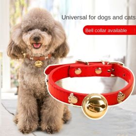 Leather Pet Collars Pet paw print bone alloy bell collar dog collar Best Santa Xmas Gifts cat collar (Color: Red)