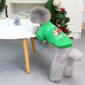 Christmas Pet Hoodie With Santa Claus Pattern For Dog & Cat; Festive Dog Hoodie; Warm Cat Sweater (Color: Emerald Green)