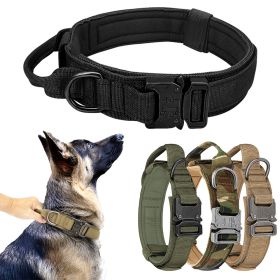 Tactical Pet Collar; Dog Collar With Handle; Military Heavy Duty Dog Collars For Medium Large Dogs (Color: Khaki)